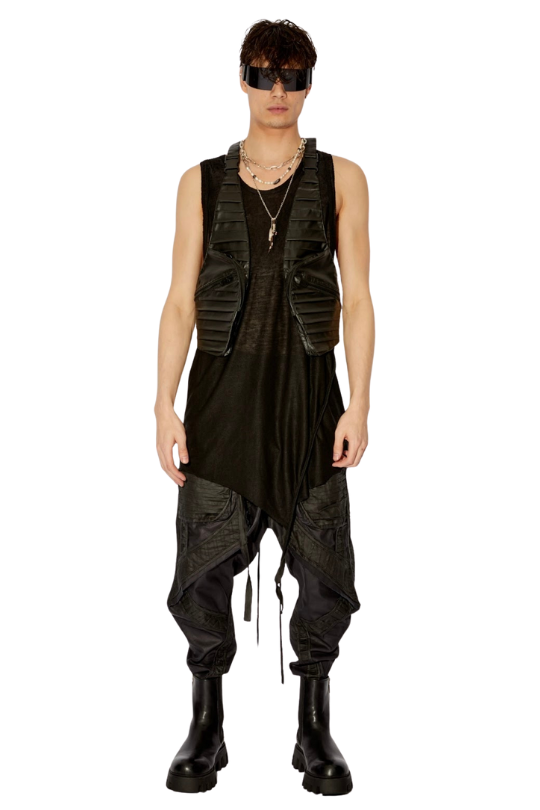 Black Sleeveless Long Shirt