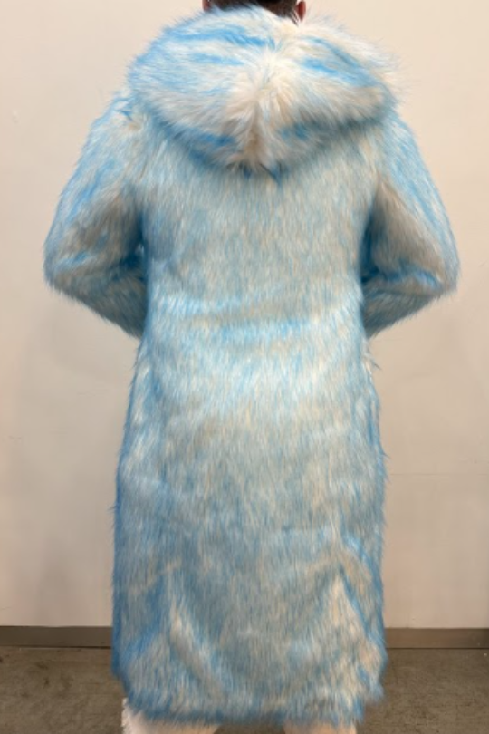 Light Up Faded Blue Faux Fur Coat