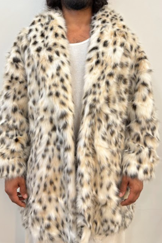 Soft Leopord Spot Printing Faux Fur Coat