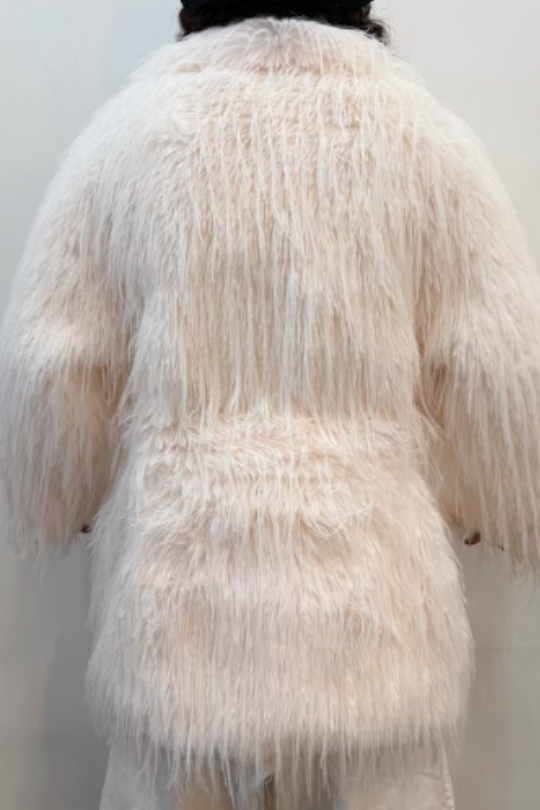 Hug In White Fur Coat