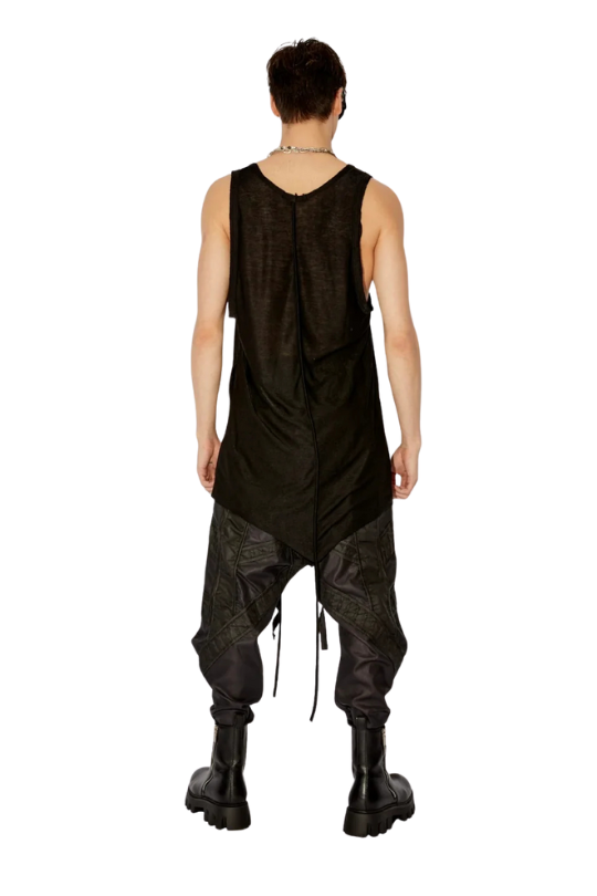 Black Sleeveless Long Shirt