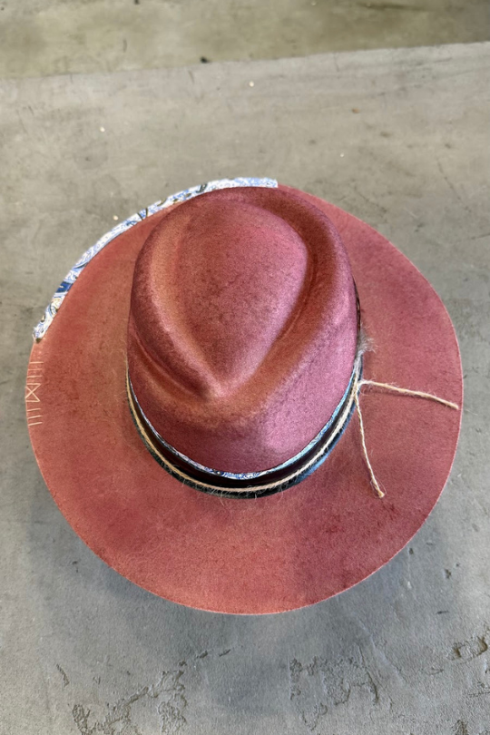 Decorative Boho Western Red Felt Hat