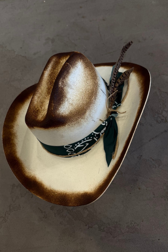 Decortive Burnt White Cowboy Hat