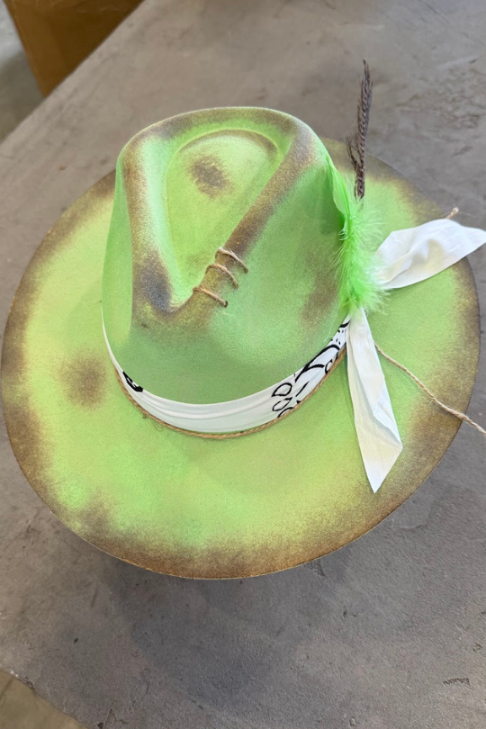 Decortive Light Green With Bandana Fedora Hat