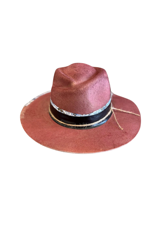 Decorative Boho Western Red Felt Hat