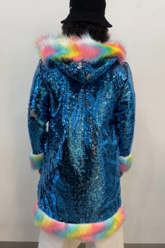 Blue Stardust Coat Paillettes
