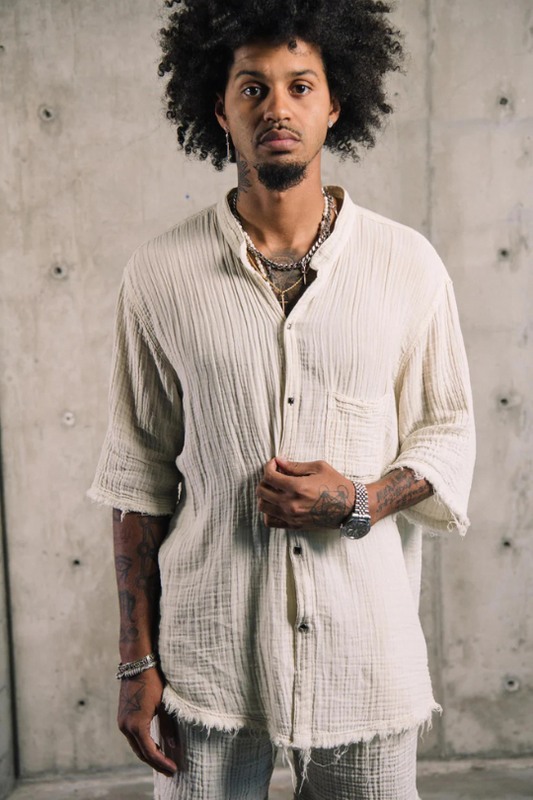 Set Me Free White Gauze Oversized T Shirt