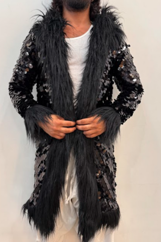 Black Paillettes Coat