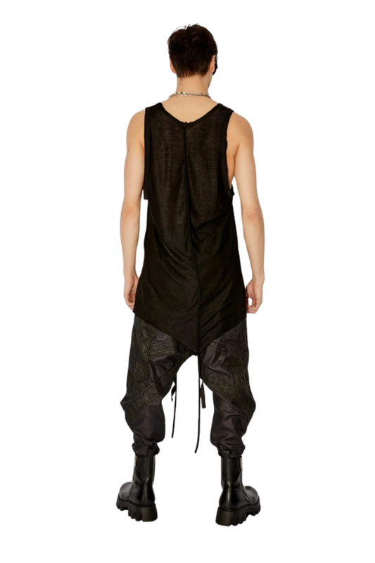 Black Sleeveless Long Shirt