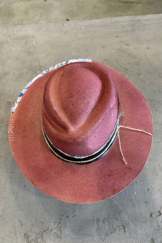 Decorative Boho Western Red Felt Hat