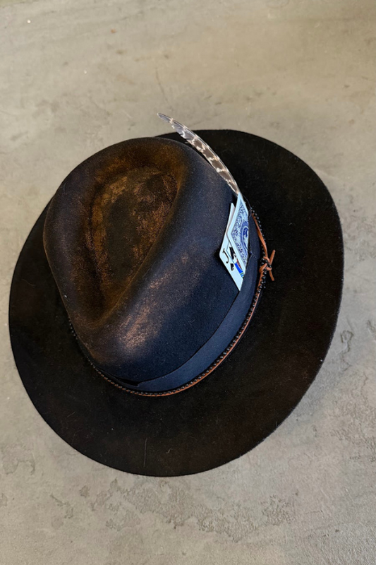 Decortive Dirty Black Jack Card Fedora Hat