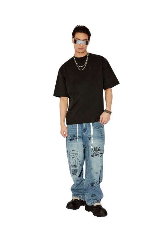 Oversize Unisex Graffiti Pants