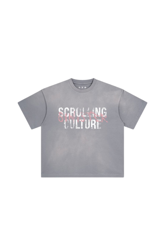 Sin Scrolling Grey Oversized T Shirt